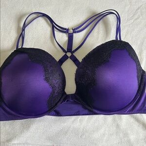 VlCTORIA’S  SECRET Purple Lace-Trim Strappy Push-Up Bra